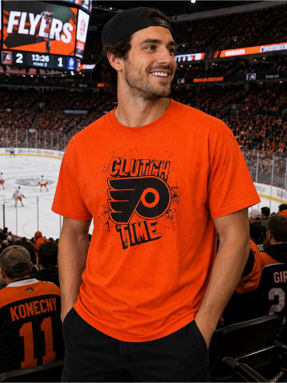 Philadelphia Flyers #CLUTCH TIME Orange T-Shirt Men’s XL T Shirt
